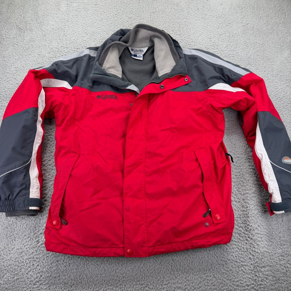 Columbia Mens Omni-Shield Interchange Jacket‎ Red Grey Waterproof Fleece Lined L